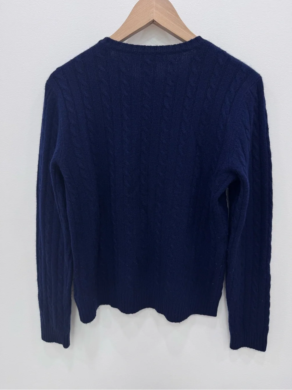 Lauren Ralph Lauren 100% Cashmere Cable-Knit Pullover Size Sz Lg Navy Blue